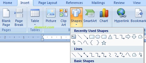membuat garis di word dengan shape