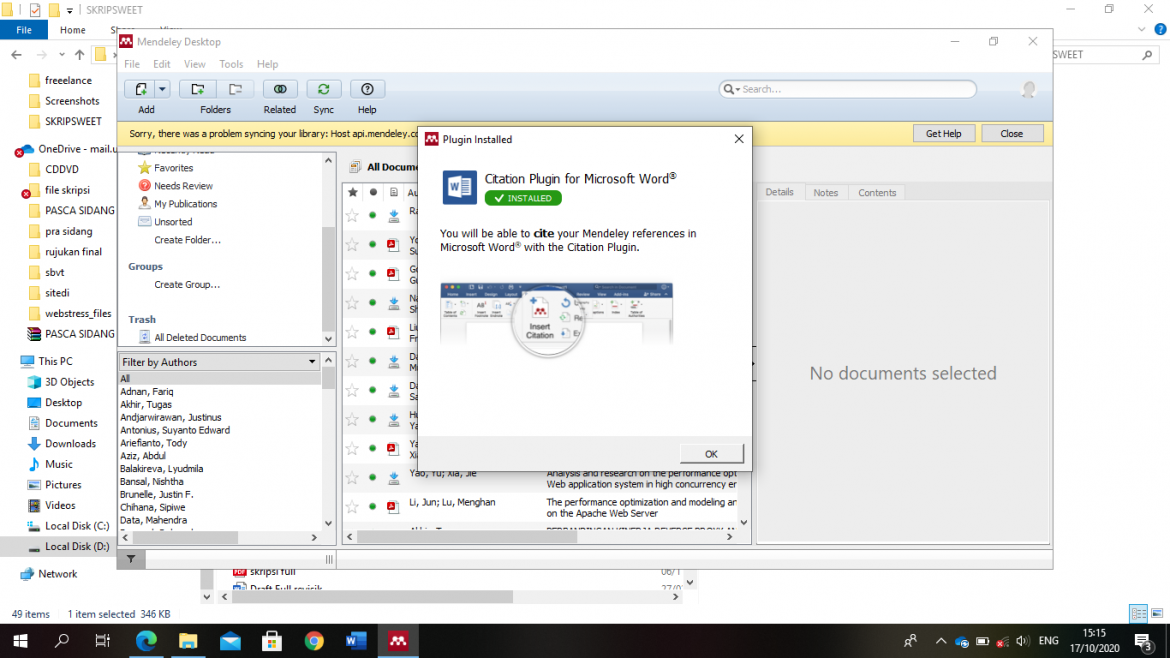 downloading mendeley plug in for microsoft word