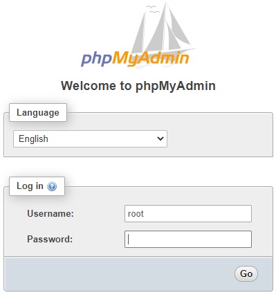 welcome phpmyadmin