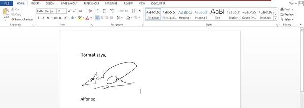 Membuat tanda tangan digital di Microsoft Word