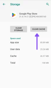 Menghapus cache Google play store