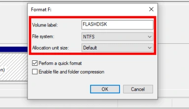 Format Flashdisk bekerja NTFS