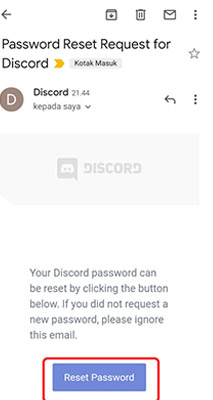 Pesan Email Untuk Mereset Password Discord